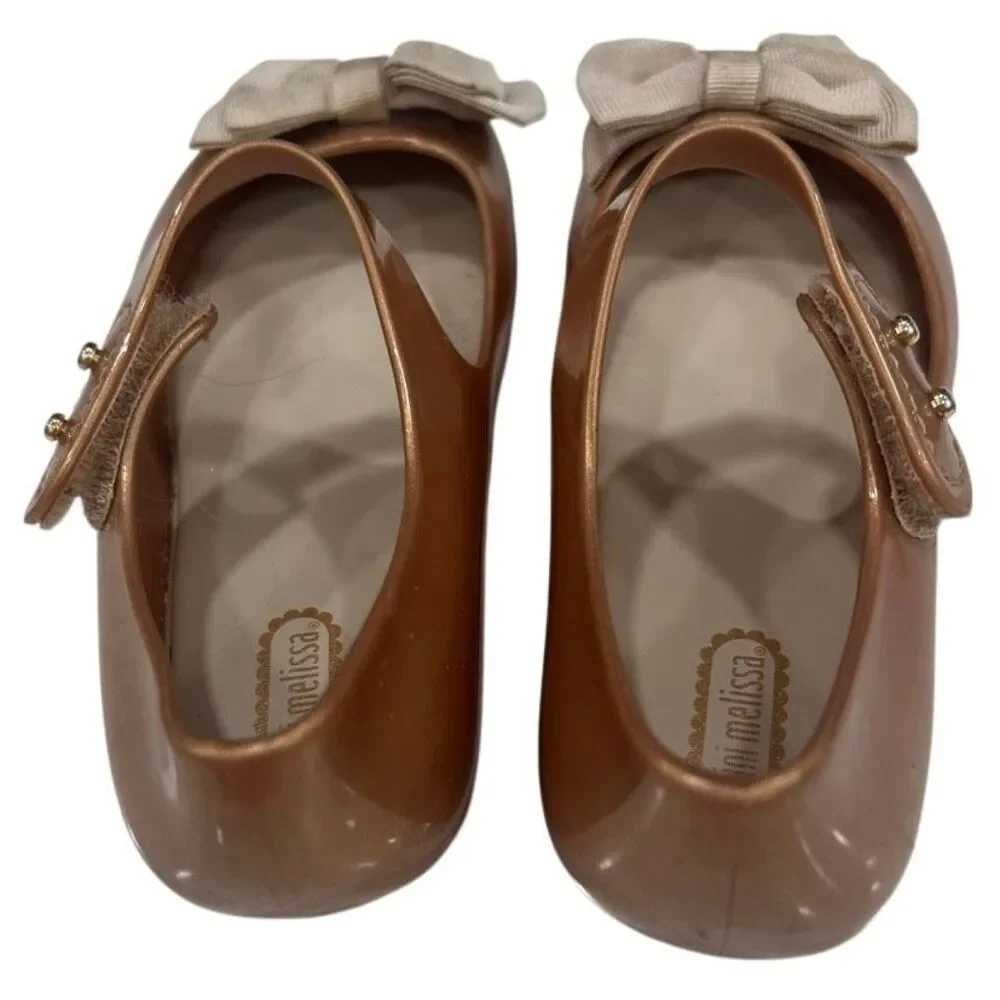 Mini Melissa Ultragirl Sweet Jelly Bow Mary Jane Shoes Girls Sz 11 Metallic Gold